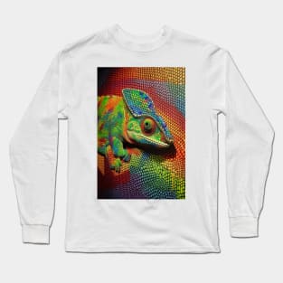 Reptile Lover and Lizard Lover Op Art Chameleon Long Sleeve T-Shirt